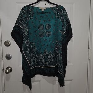 MICHAEL Michael Kors Teal and Black Paisley Blouse